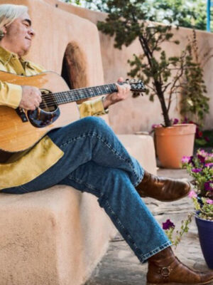 Dave Miller, Country Musician, Sitting with Guitar in Profile